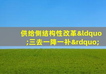 供给侧结构性改革“三去一降一补”
