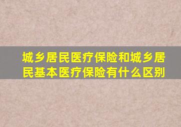 城乡居民医疗保险和城乡居民基本医疗保险有什么区别