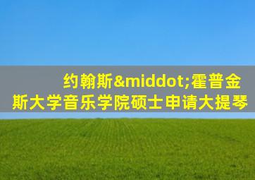 约翰斯·霍普金斯大学音乐学院硕士申请大提琴